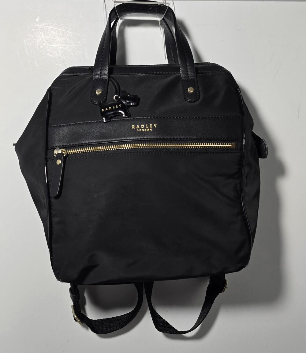 Radley London Backpack Nylon Black with Scottie Charm Pockets